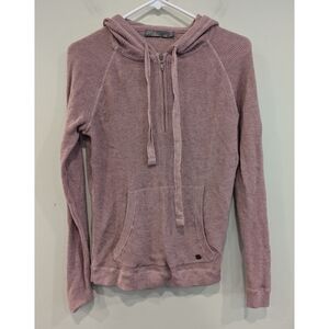 Prana Waffle Knit Mauve Hooded Pullover Size XS